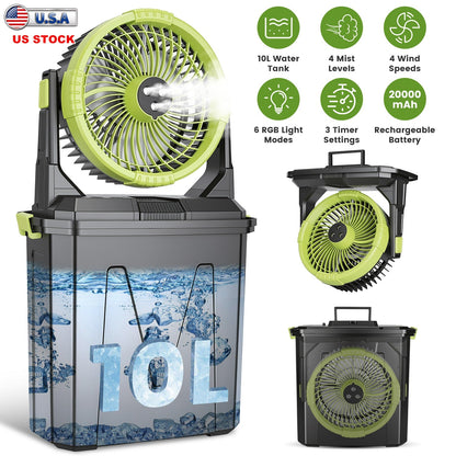 Portable Misting Fan with 10L Bucket & 20000mAh Battery
