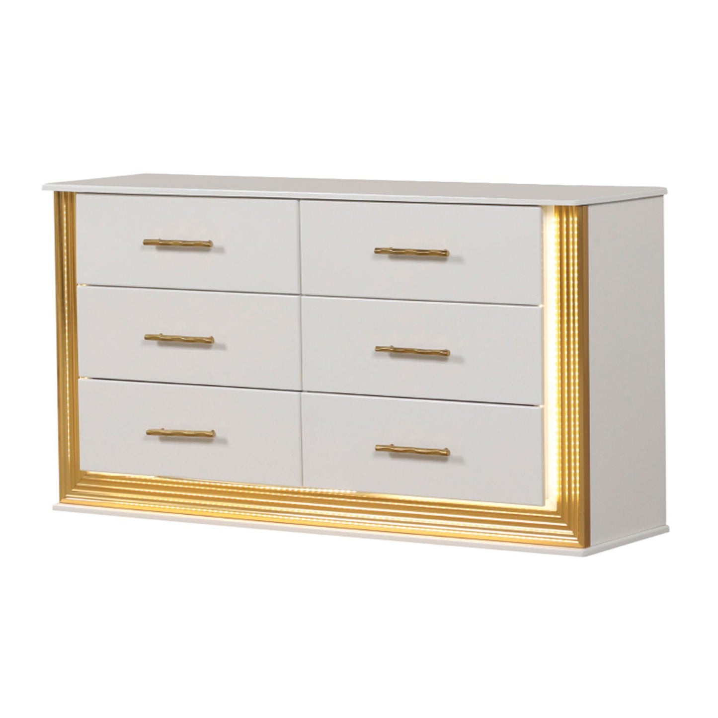 Obsession - 6 Drawer LED Dresser - White