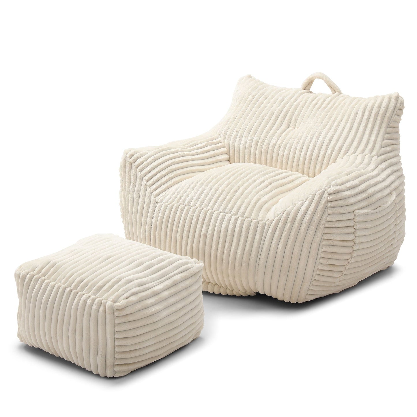 Giant Bean Bag Chair With Armrests And Footstool
