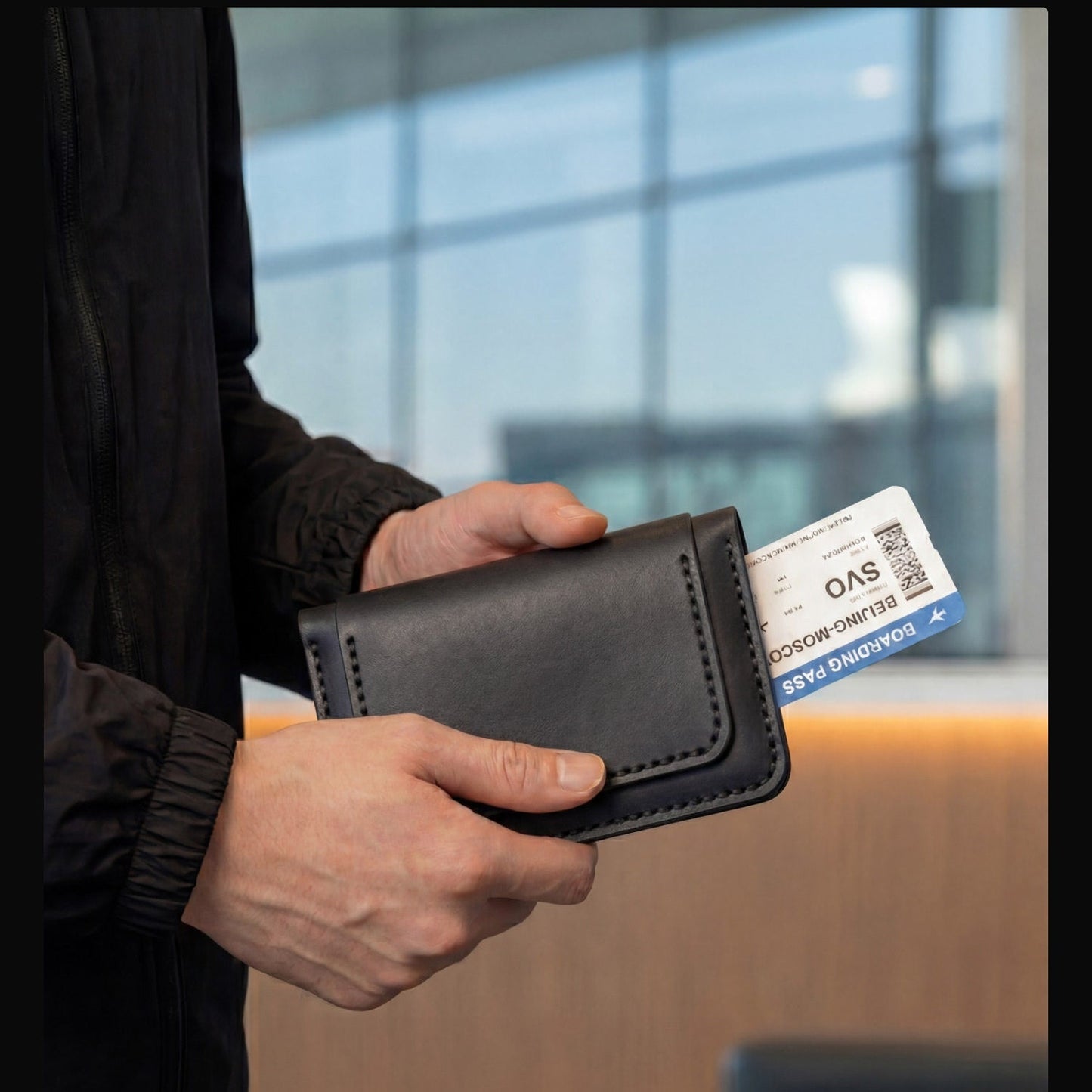 Handmade Men's Wallet With Card Slots And Passport Holder Made Of Top-grain Cowhide.