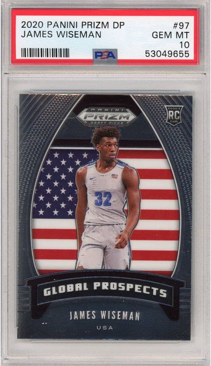 Graded 2020-21 Panini Prizm DP Draft Picks James Wiseman #97 Rookie RC Basketball Card PSA 10 Gem Mint