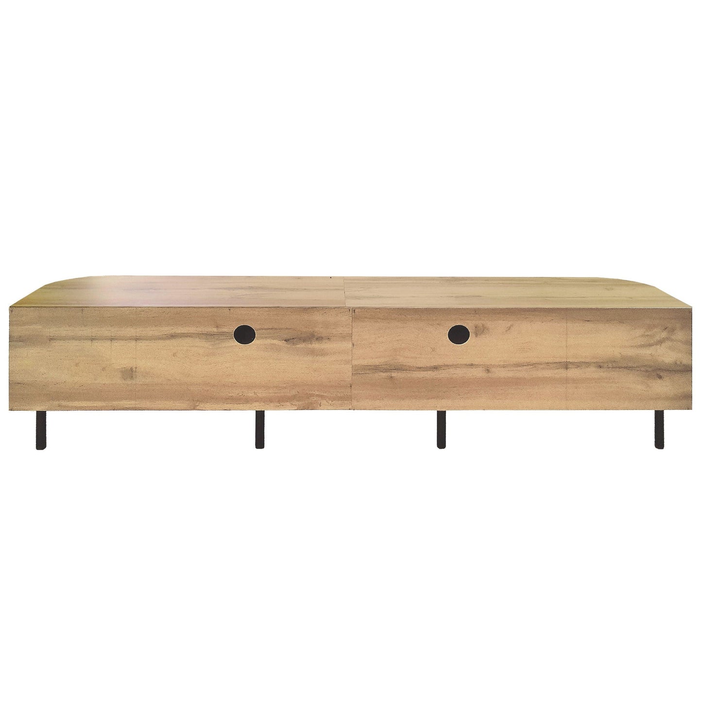 70" TV Stand With Doors, Construction For TVs Up To 80" - Natural Wood