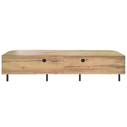 70" TV Stand With Doors, Construction For TVs Up To 80" - Natural Wood