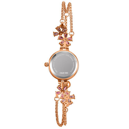 TIME100 Women's Bracelet Watches Ladies Quartz Wrist Watch with Green Dial Bezel with Crystals in Movement Bracelet Strap with Diamonds Waterproof