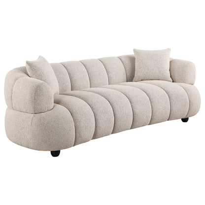 Whitney 2-Piece Contemporary Channel Tufted Woven Fabric Sofa Set Pebble