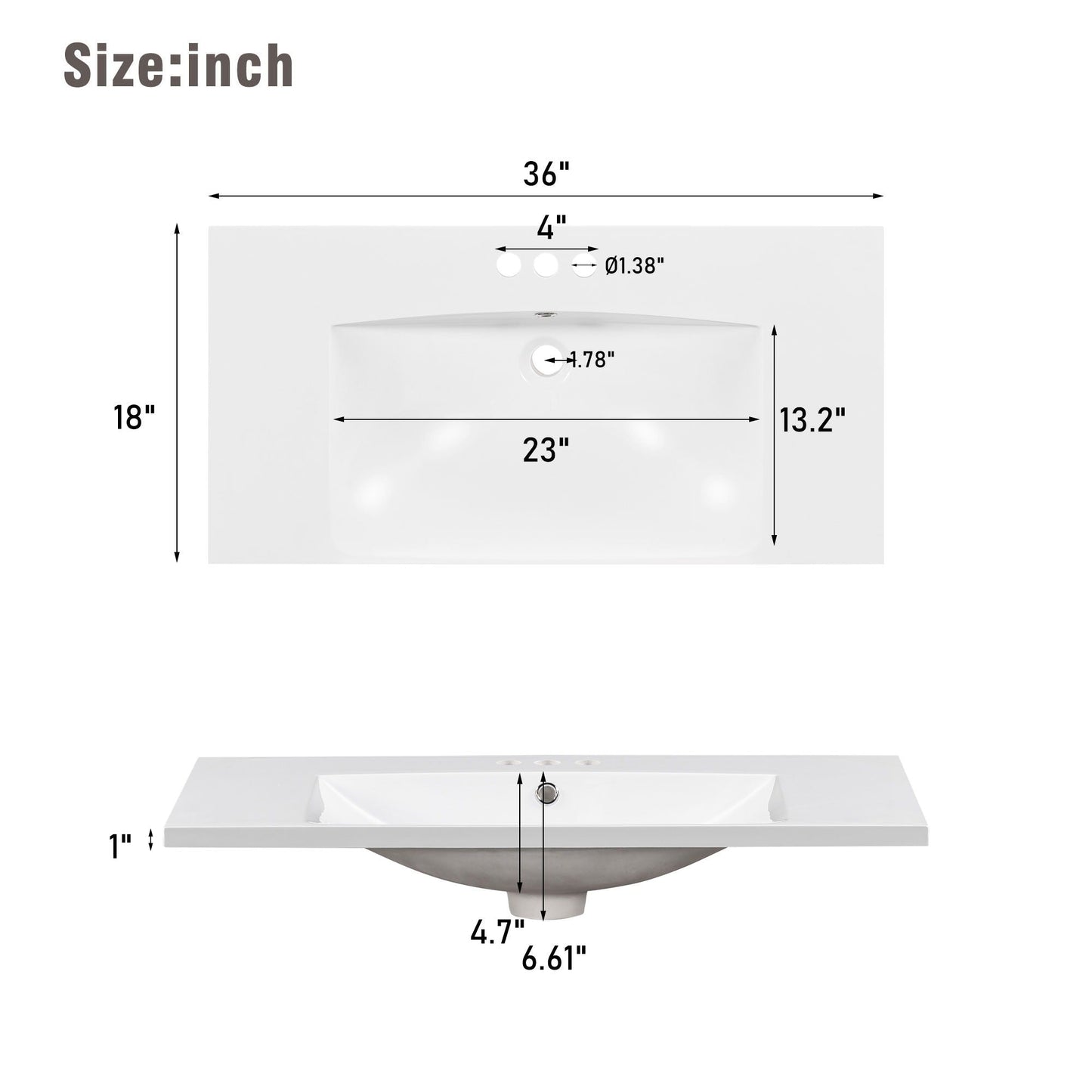 Shaker Free Standing Bathroom Vanity Cabinet & Sink, Soft Close Drawers, Soft Close Doors