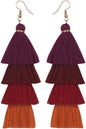 Faux Fur Pom Pom Tassel Drop Dangle Earrings Set