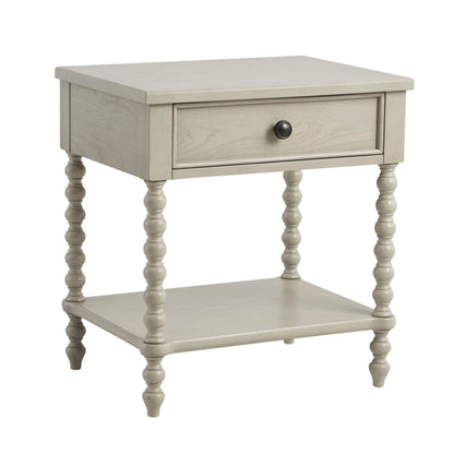 Traditional Durable Nightstand Table With Drawer And Shelf