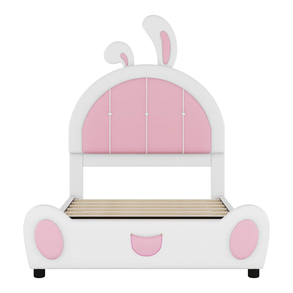 Upholstered Platform Bed With Rabbit Shaped Headboard