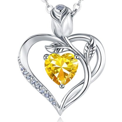 Women's Heart Pendant Necklace – 1.2CT Moissanite or Lab-Grown Sapphire, Ruby & Emerald