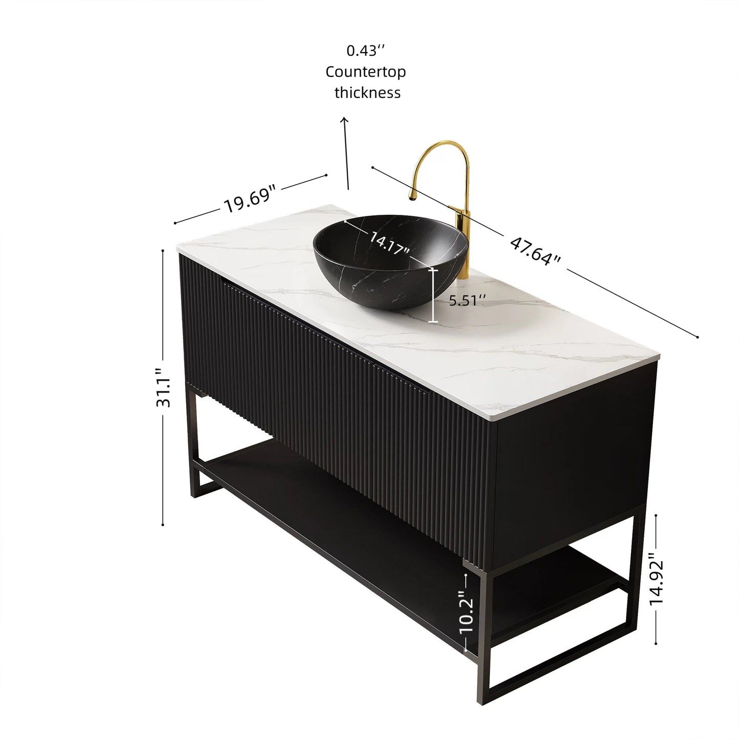 Tulio 48" Bathroom Vanity & Sink, Freestanding Storage Cabinet
