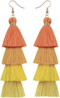 Faux Fur Pom Pom Tassel Drop Dangle Earrings Set