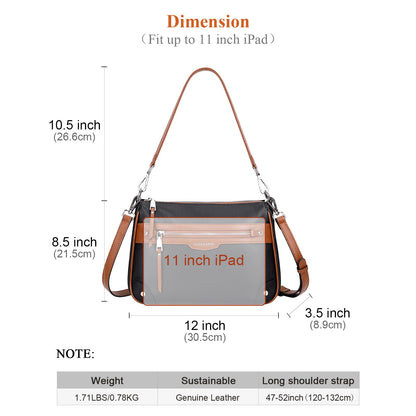 Over Earth Soft Genuine Leather Crossbody Bags for Women Medium Shoulder Purses Hobo Handbags with Multi Pockets