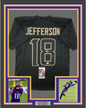 Framed Autographed/Signed Justin Jefferson 35x39 Minnesota Blackout Football Jersey JSA COA