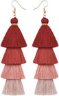 Faux Fur Pom Pom Tassel Drop Dangle Earrings Set