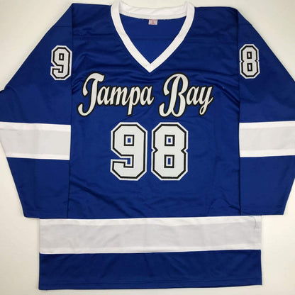 Autographed/Signed Mikhail Sergachev Tampa Bay Blue Hockey Jersey PSA/DNA COA