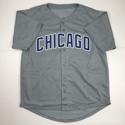 Autographed/Signed Mark Grace Chicago Grey Baseball Jersey JSA COA