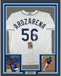 Framed Autographed/Signed Randy Arozarena 35x39 Tampa Bay Rays White Authentic Nike Baseball Jersey JSA COA