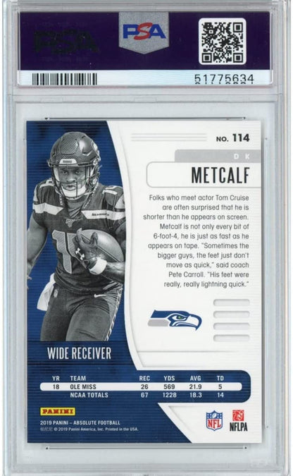 Graded 2019 Panini Absolute DK Metcalf #114 Rookie RC Football Card PSA 10 Gem Mint