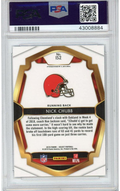 Graded 2018 Panini Select Nick Chubb #152 Rookie RC Football Card PSA 10 Gem Mint