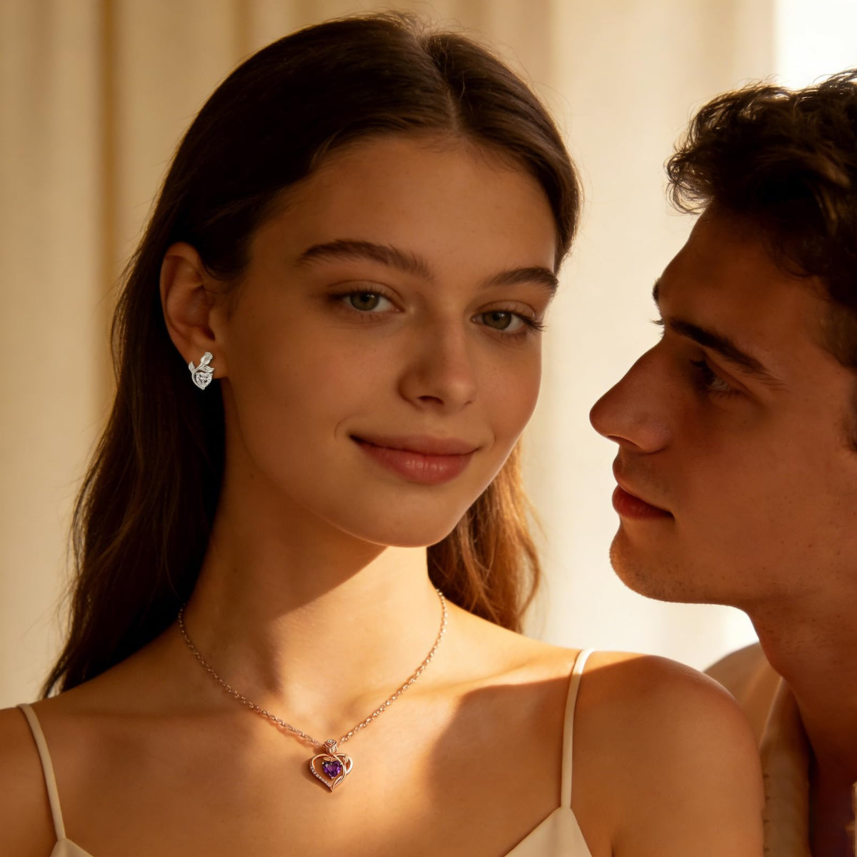 Women's Heart Pendant Necklace – 1.2CT Moissanite or Lab-Grown Sapphire, Ruby & Emerald