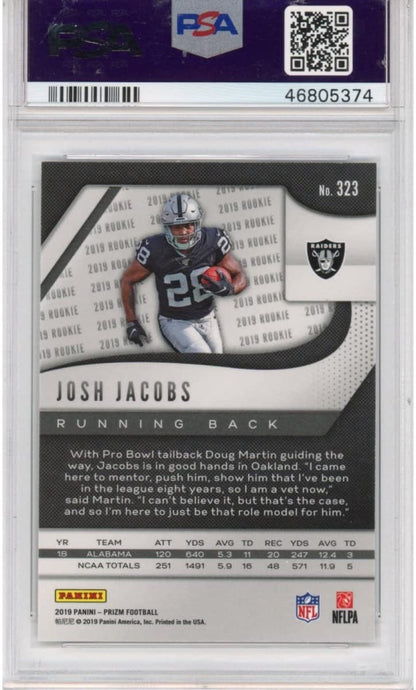 Graded 2019 Panini Prizm Josh Jacobs #323 Rookie RC Football Card PSA 10 Gem Mint