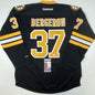 Autographed/Signed Patrice Bergeron Personalized To Anthony Boston Bruins Black Hockey Jersey JSA COA