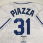 Autographed/Signed Mike Piazza New York NY White Baseball Jersey Beckett BAS COA