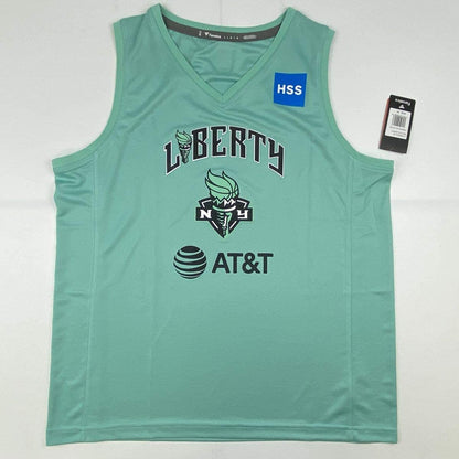 Autographed/Signed Sabrina Ionescu 2020#1 Pick New York Liberty Green Basketball Jersey Fanatics COA