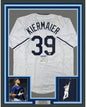 Framed Autographed/Signed Kevin Kiermaier 35x39 Tampa Bay White Baseball Jersey PSA/DNA COA