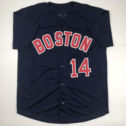 Autographed/Signed Jim Rice Boston Blue Baseball Jersey JSA COA