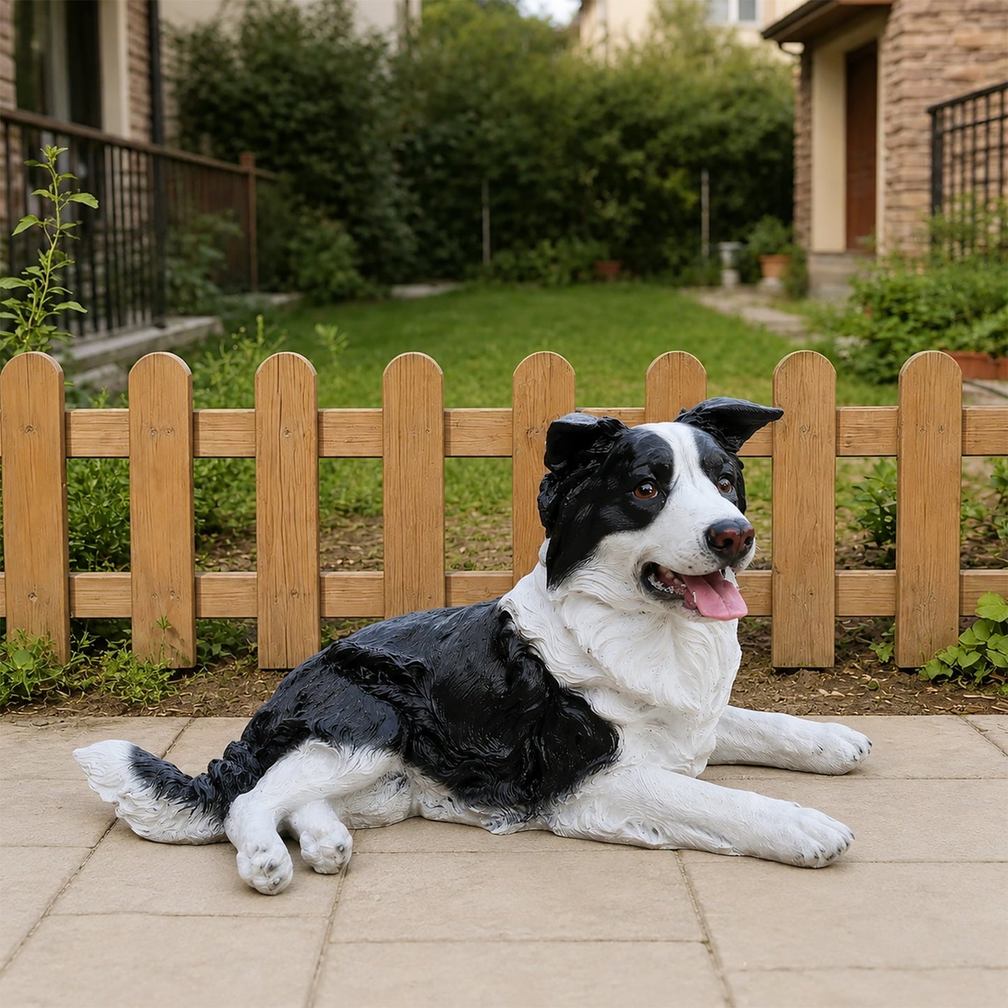 Outdoor Garden Border Collie Dog Statue Greeter
