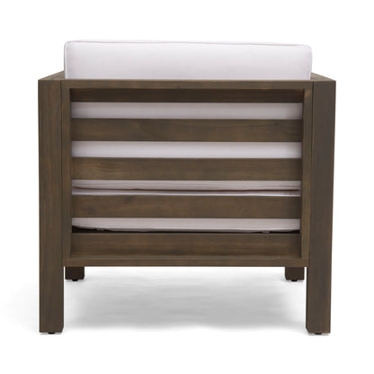 Outdoor Acacia Wood Patio Chair With Fabric Cushion