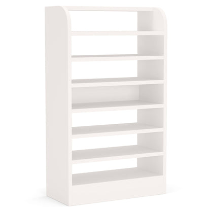 8 Tier Tall Shoe Rack, Wooden Shoe Storage Cabinet, Entryway Organizer - White