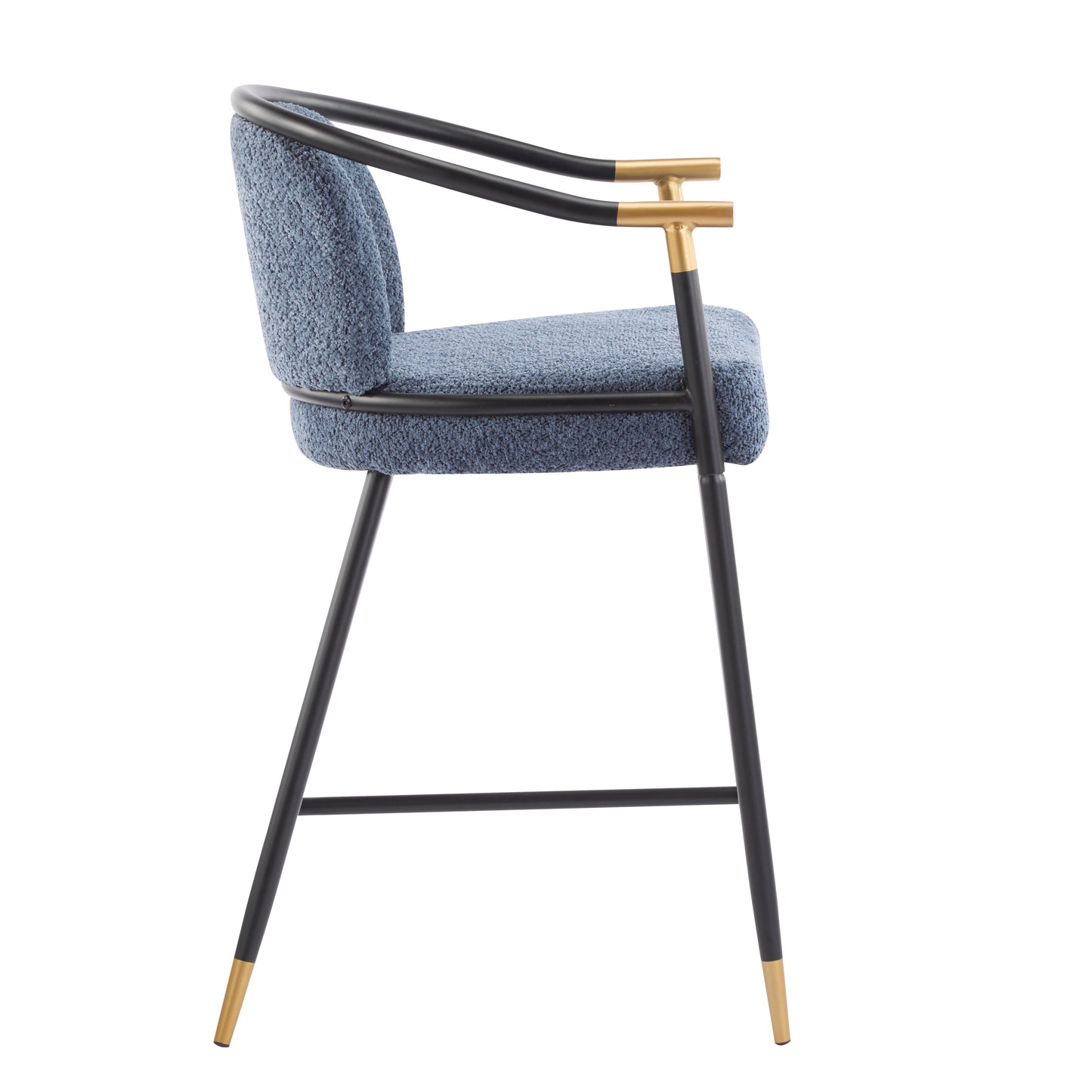 26" H Upholstered Counter Stool with Metal Frame (Set of 2) - Navy
