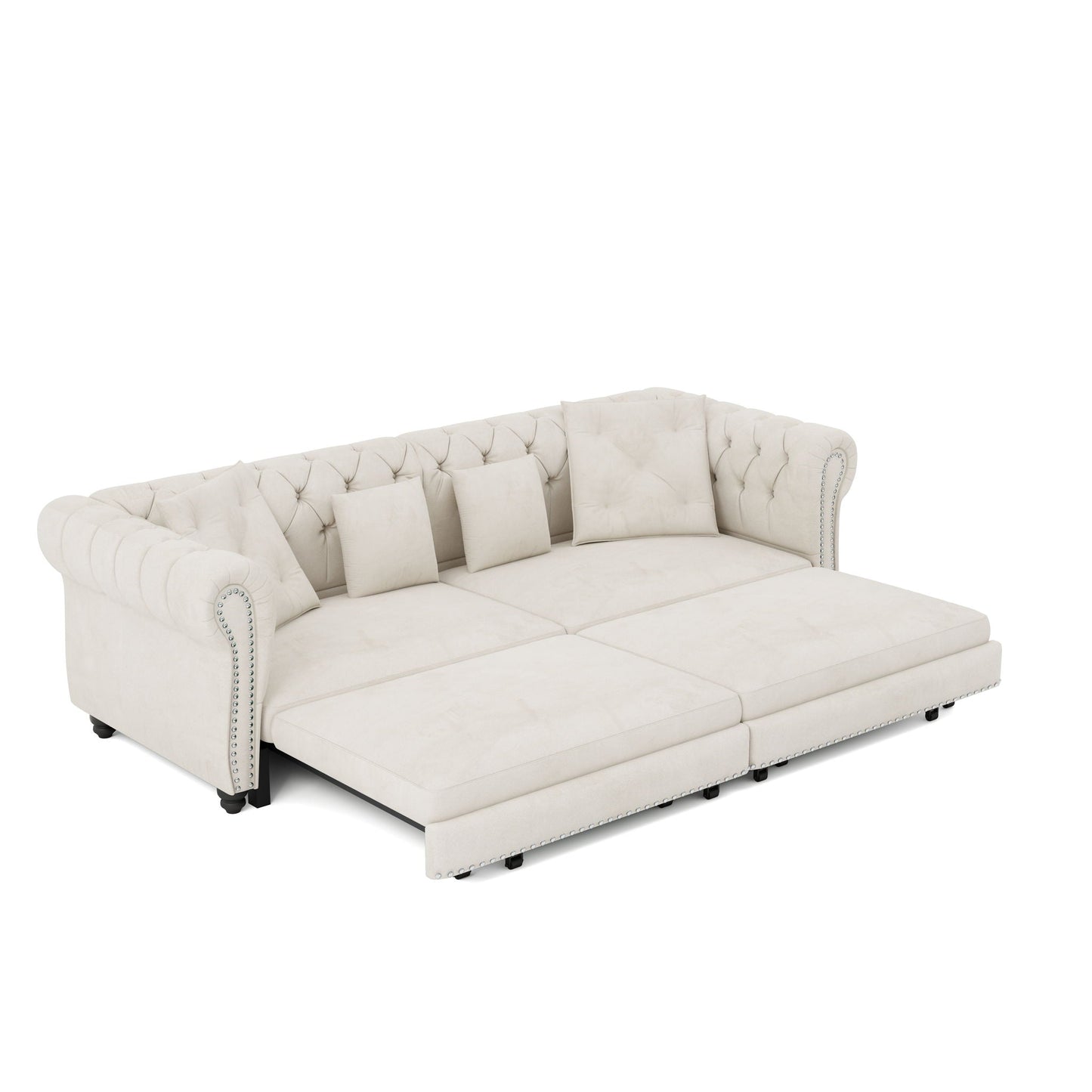 3 In 1 Pull Out Convertible Sleeper Sofa Bed, King Size, Chaise Lounge