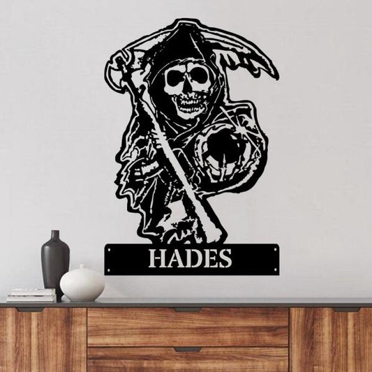 Personalized Bones Skull Skeleton Motorcycle Biker Metal Monogram Sign - Gift Idea For Motorcycle Lover