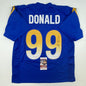 Autographed/Signed Aaron Donald Los Angeles LA Royal Blue Football Jersey Beckett BAS COA