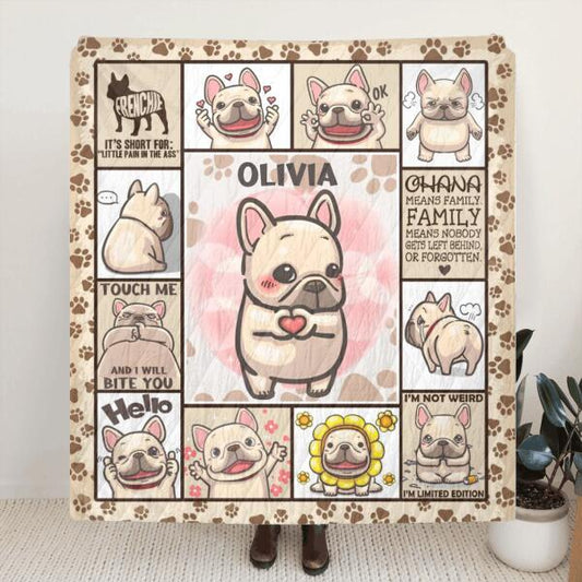 Personalized French Bulldog Funny Lovely Quilt/Fleece Blanket - Gift Idea For French Bulldog Lover