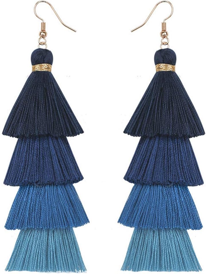 Faux Fur Pom Pom Tassel Drop Dangle Earrings Set