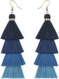 Faux Fur Pom Pom Tassel Drop Dangle Earrings Set