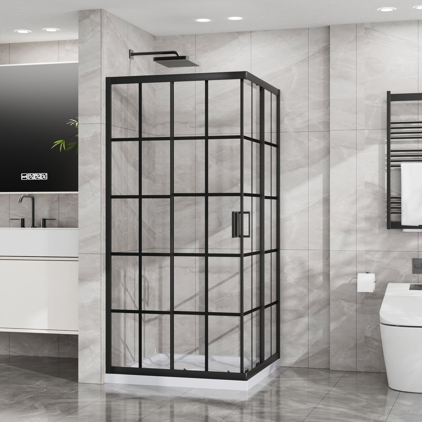 Goodyo Corner Shower Door - 36" D x 36" W x 72" H