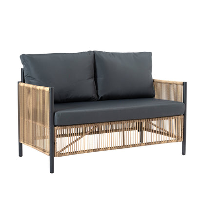 Patio 6-Piece Brown PE Wicker Sofa Set with Grey Cushions