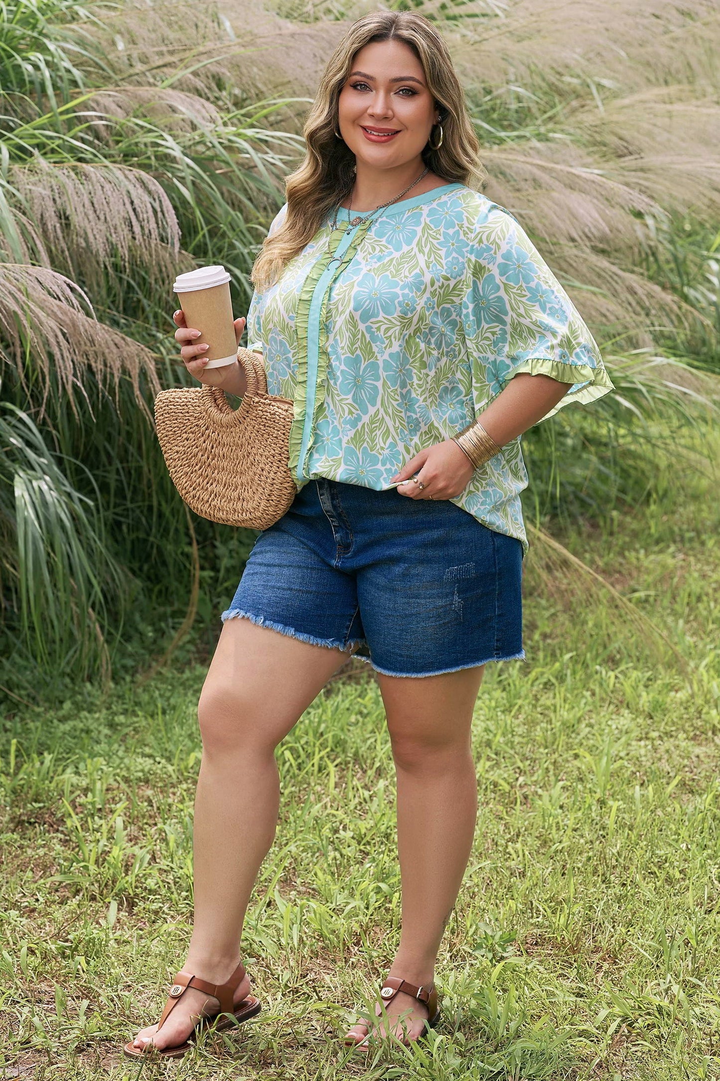 Elina Trim Short Sleeve PLUS Blouse