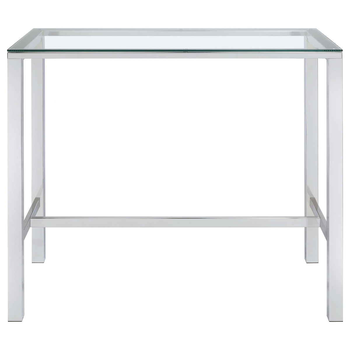 Tolbert Rectangular 47-inch Glass Top Pub Bar Table Chrome