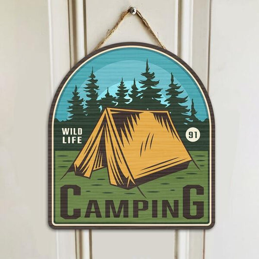 Personalized Camping Door Sign - Up to 12 Options - Gift Idea For Camping Lover