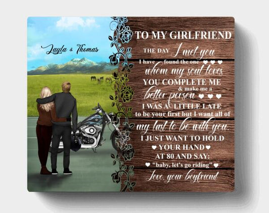 Personalized Couple Canvas - Gift idea for Bikers, Biker Couples - To My Girlfriend