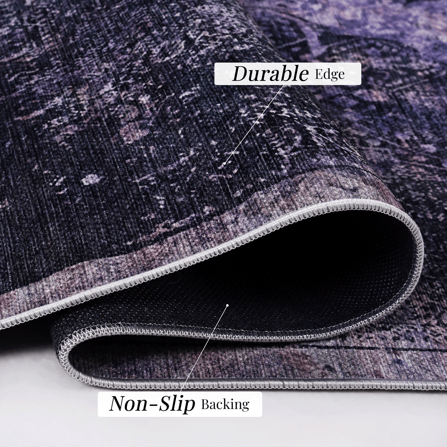MAVAL Anthracite Washable Rug 3x5 Area Rug