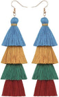 Faux Fur Pom Pom Tassel Drop Dangle Earrings Set