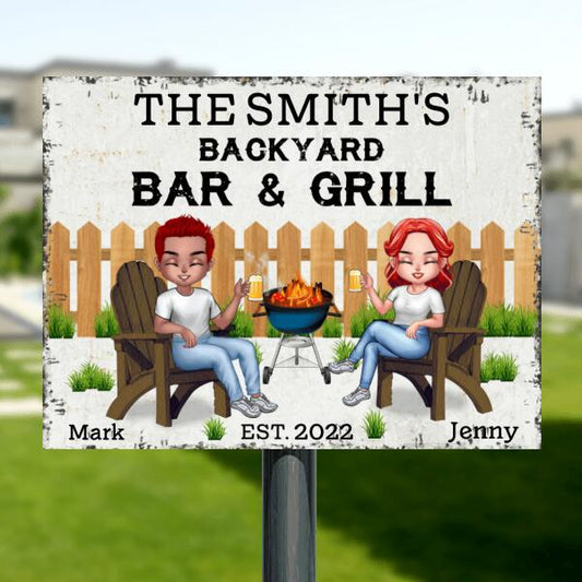 Personalized Patio Metal Sign - Best Gift For Couple - Backyard Bar & Grill